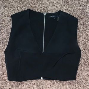 English Factory black crop top with zipper on back